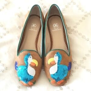 Rara Avis Sequin dodo bird suede loafers size 7